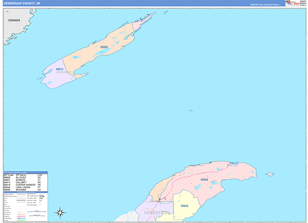 Keweenaw County, MI Zip Code Map