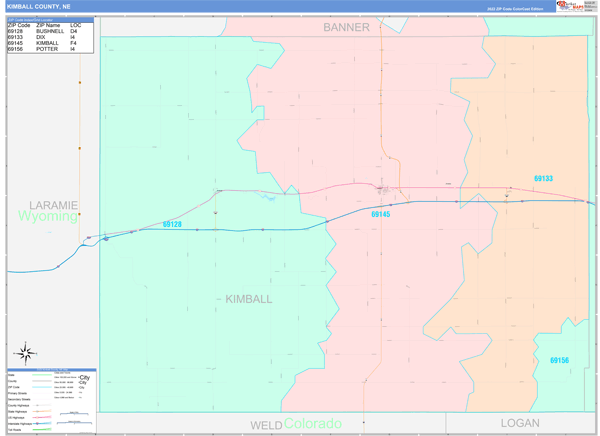 Kimball County Digital Map Color Cast Style