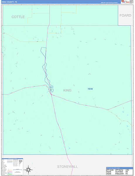 King County, TX Zip Code Map