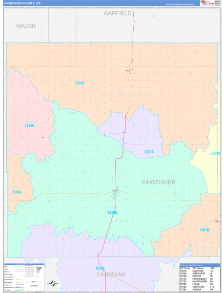 Kingfisher County, OK Zip Code Map