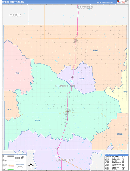 Kingfisher County, OK Zip Code Map