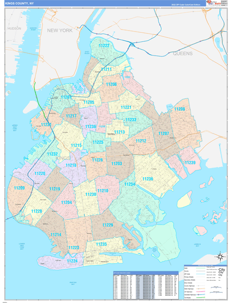 Kings County Digital Map Color Cast Style