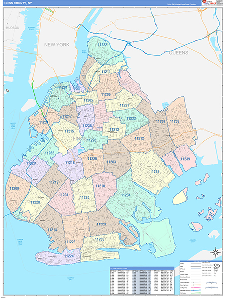 Kings County, NY Zip Code Map
