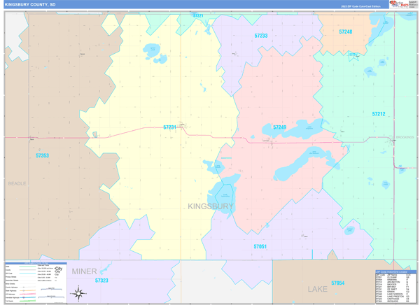 Kingsbury County Digital Map Color Cast Style