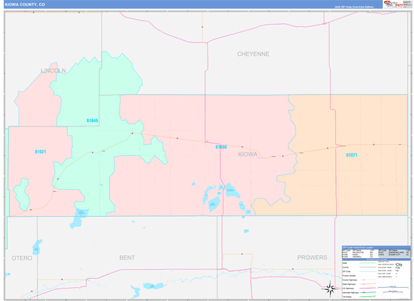 Kiowa County Digital Map Color Cast Style