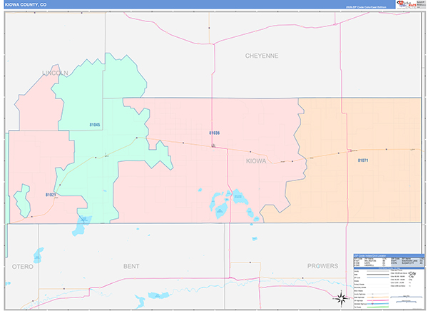 Kiowa County, CO Zip Code Map