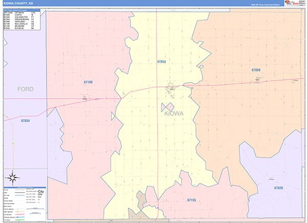 Kiowa County, KS Wall Map