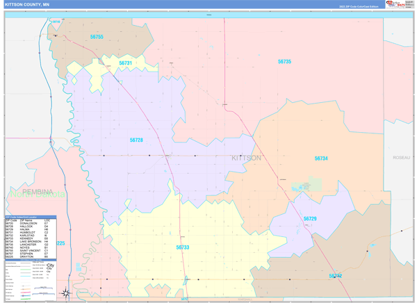Kittson County Digital Map Color Cast Style