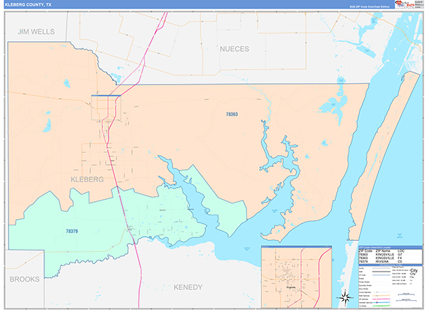 Kleberg County, TX Zip Code Map