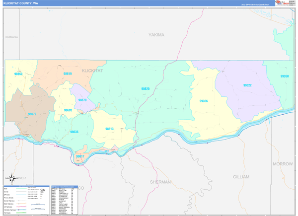 Klickitat County Digital Map Color Cast Style