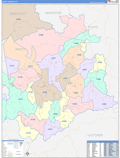 Knott County, KY Zip Code Map