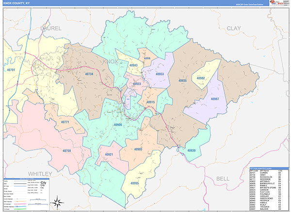Knox County, KY Zip Code Map