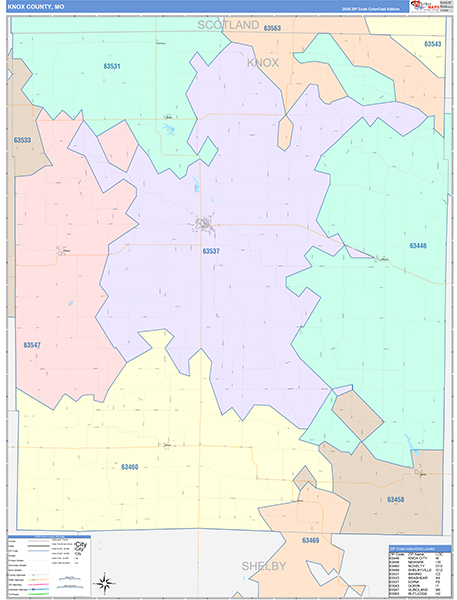 Knox County, MO Map Color Cast Style