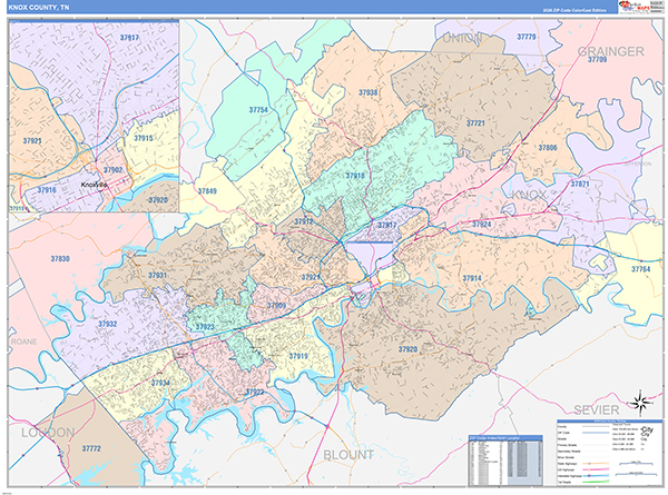 Knox County, TN Zip Code Map