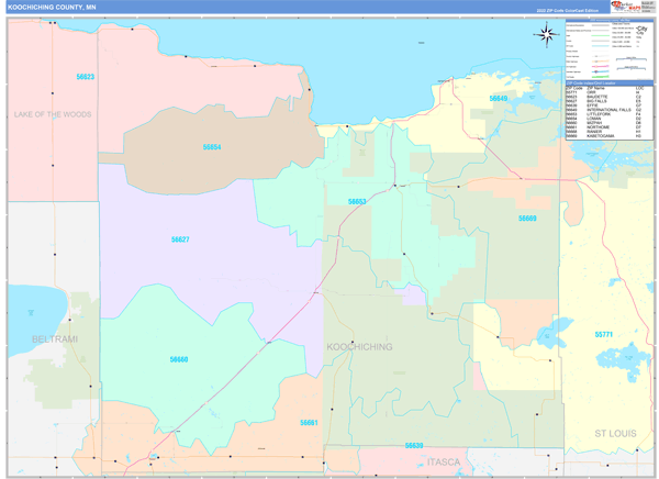 Koochiching County Digital Map Color Cast Style