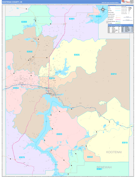 Kootenai County, ID Zip Code Map