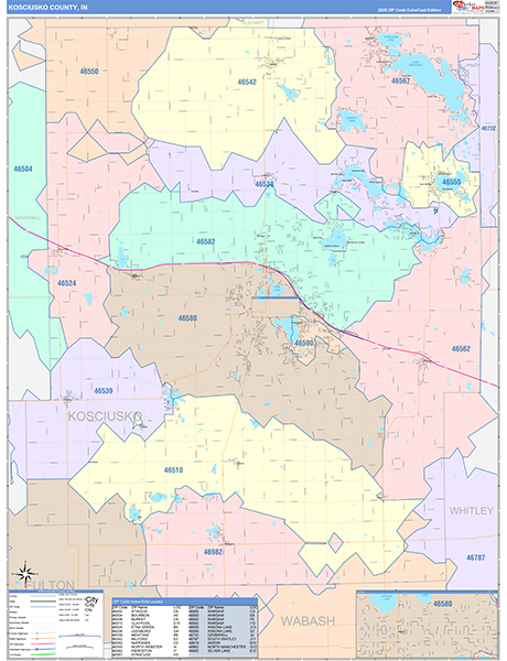 Kosciusko County, IN Zip Code Map