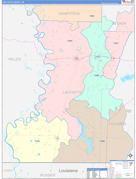 Lafayette County, AR Zip Code Map