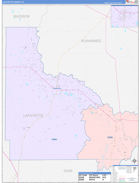 Lafayette County, FL Zip Code Map