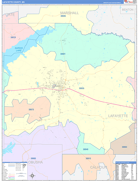 Lafayette County, MS Zip Code Map