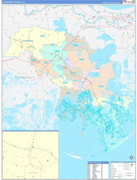 Lafourche Parish (County), LA Wall Map