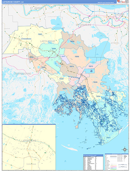 Lafourche Parish (County), LA Wall Map