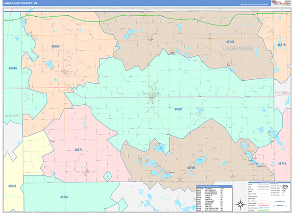 Lagrange County, IN Zip Code Map