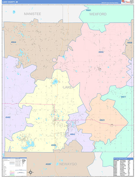 Lake County, MI Zip Code Map