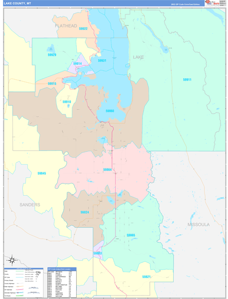 Lake County, MT Zip Code Map
