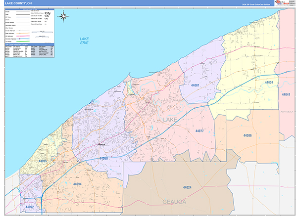 Lake County, OH Zip Code Map