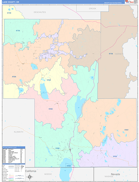 Lake County, OR Wall Map