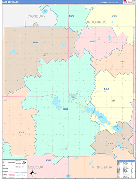 Lake County, SD Zip Code Map
