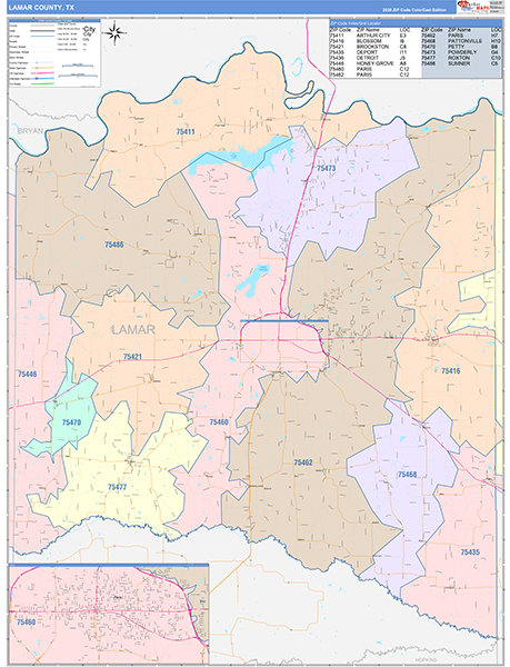 Lamar County, TX Zip Code Map