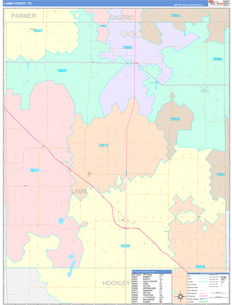 Lamb County, TX Zip Code Map