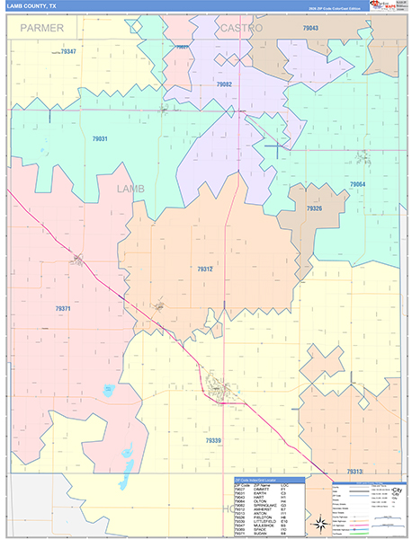 Lamb County, TX Zip Code Map