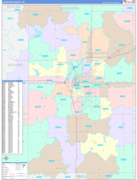 Lancaster County, NE Zip Code Map