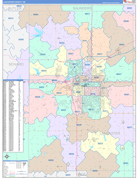 Lancaster County, NE Zip Code Map