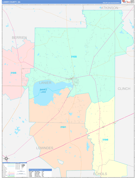 Lanier County, GA Wall Map