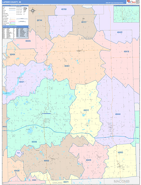 Lapeer County, MI Zip Code Map