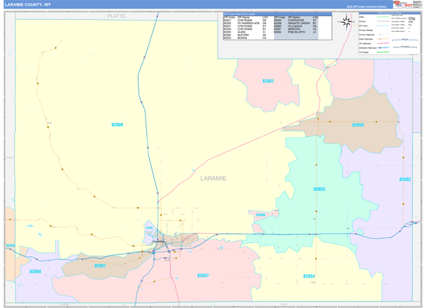 Laramie County, WY Zip Code Map