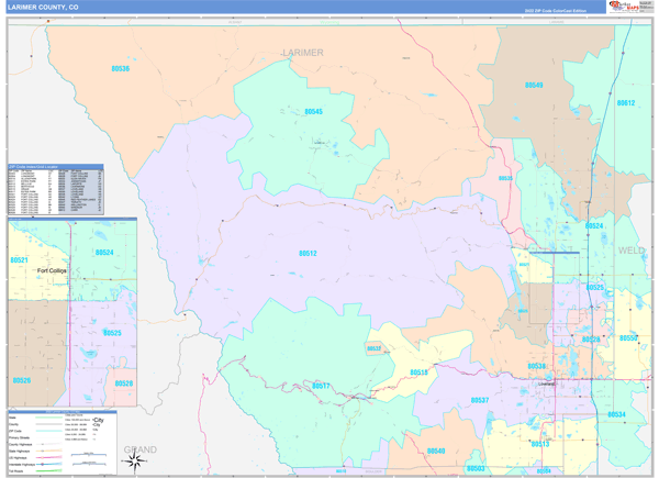 Larimer County, CO Zip Code Map