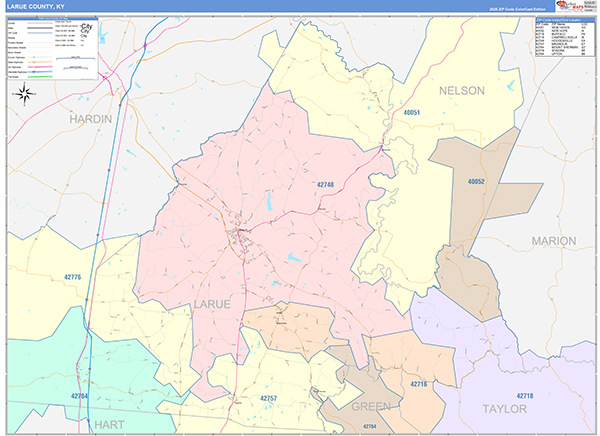 Larue County, KY Zip Code Map