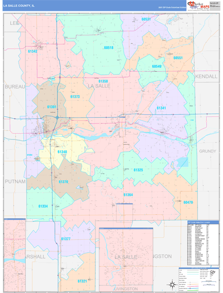 Lasalle County Wall Map Color Cast Style