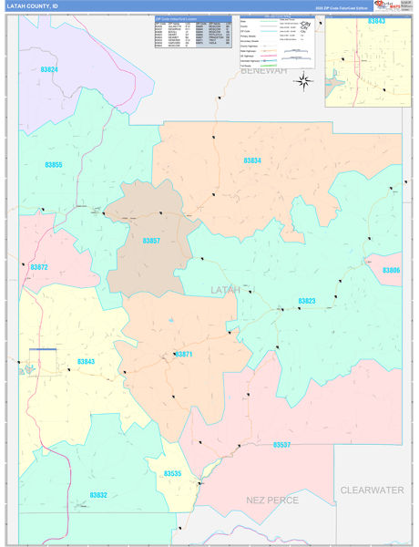 Latah County Digital Map Color Cast Style