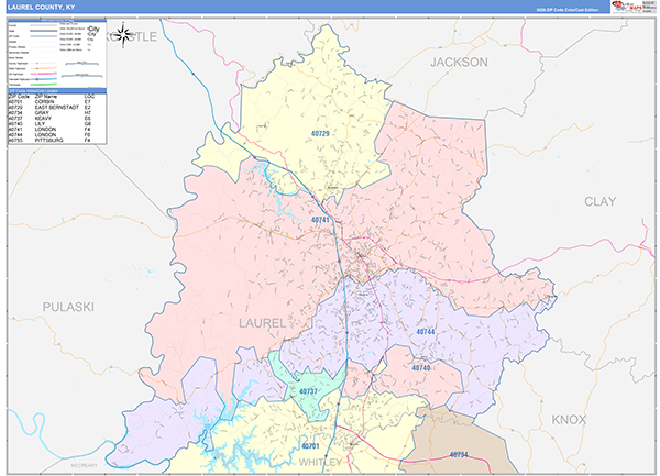 Laurel County, KY Zip Code Map