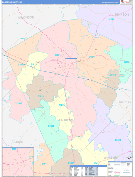 Laurens County, GA Wall Map