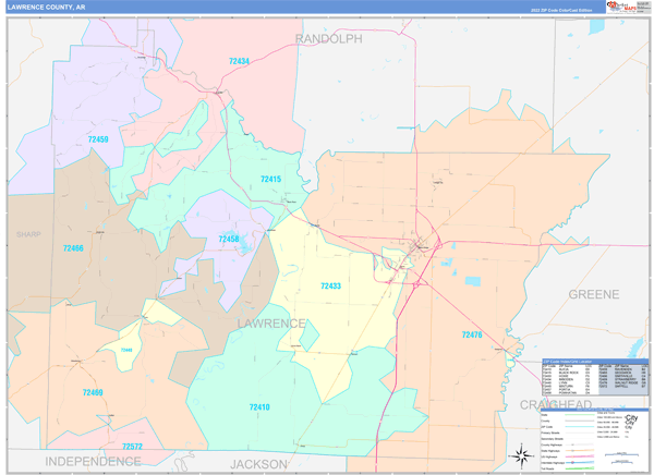 Lawrence County Digital Map Color Cast Style
