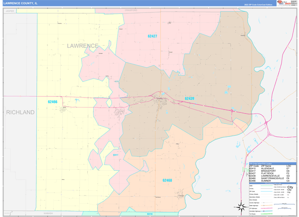Lawrence County, IL Wall Map