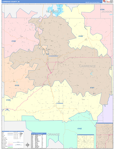 Lawrence County, IN Zip Code Map