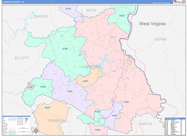 Lawrence County, KY Zip Code Map